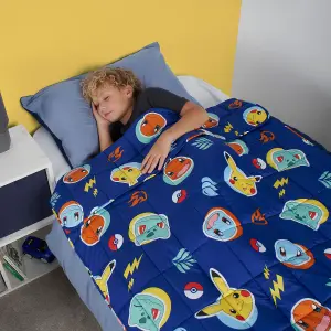 Pokemon Weighted Blanket Kids Stress Relief Throw Sensory, Blue - 2kg