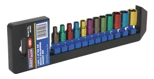 Sealey 12 Pcs Multi-Coloured Socket Set 1/4" Square Drive WallDrive Metric AK282