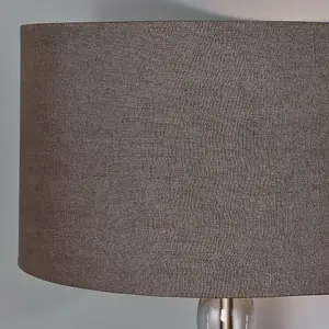 Unique Table Lamp Smoked Glass - Aged Pewter - Charcoal Shade Sideboard Light