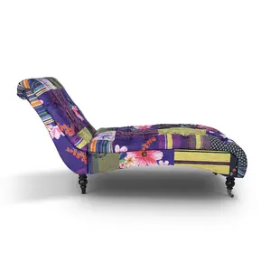 Chaise Lounge in Multicolour Patchwork Chesterfield