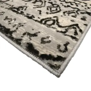 Vinci Cream & Brown Abstract Medium Rug, (L)170cm x (W)120cm