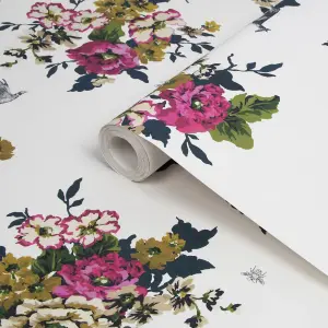 Joules Crème Cambridge floral Smooth Wallpaper Sample