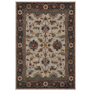 Luxurious Easy to Clean Bordered Floral Traditional Persian Rug for Living Room & Bedroom-200cm X 285cm