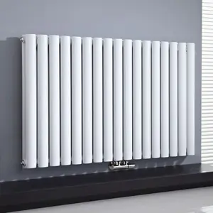 Nes Home 1020 x 600 mm Side Connection Horizontal Designer Radiator Side Connection White Double Oval Tube