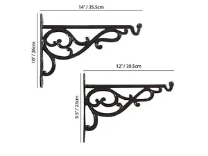 Cast Aluminium Hanging Basket Brackets - 14"