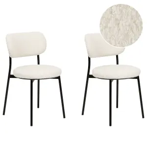 Set of 2 Dining Chairs CASEY Boucle Off-White