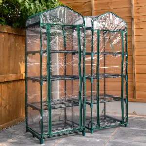 2 Pack of 130m Outdoor Garden Patio Mini Greenhouse with 4 Shelves