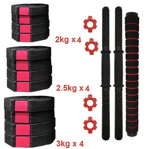 SunDaze Barbell Dumbbell Set 30kg Weight Plates Kit Fitness Gym