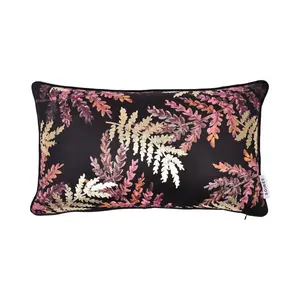 Josette Floral Rectangular Throw Cushion Black