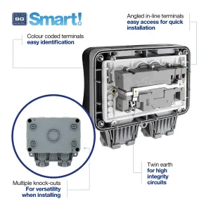 BG 13A Grey 2 gang Outdoor Smart weatherproof switched socket