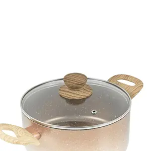 URBN CHEF 24cm Diameter Ceramic Rose Gold Induction Casserole Pot Cookware