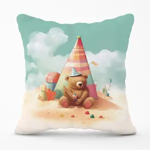 A Bear On A Beach Holiday Cushions 45cm x 45cm