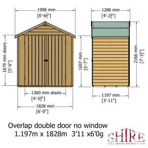 Shire 4x6 Overlap Double Door Windowless Shed Pressure Treated