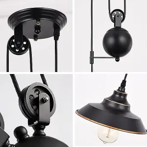 Garwarm Farmhouse Industrial Pulley Pendant Light