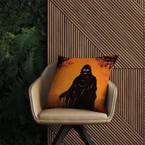 A Spooky Black And Orange Ghost Outdoor Cushion 45cm x 45cm