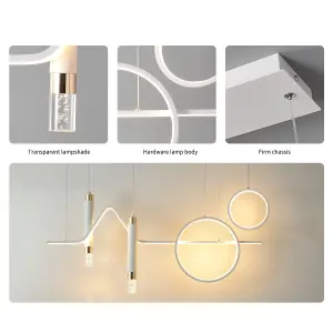 Garwarm Linear Wave Pendant Light Dimmable Chandelier with Remote Control