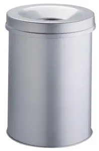 Durable Fire Extinguishing Metal Waste Bin - TUV Certified - 30L - Grey