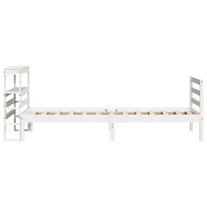 Berkfield Bed Frame without Mattress White 75x190 cm Small Single Solid Wood Pine