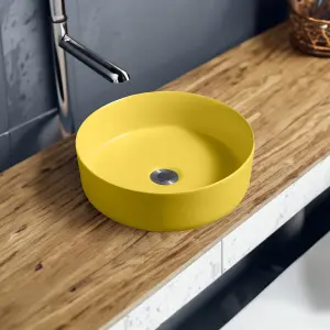 7844 Ceramic 35cm Vert Round Countertop Basin in Yellow