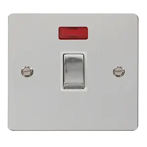 Flat Plate Polished Chrome 1 Gang 20A Ingot DP Switch With Neon - White Trim - SE Home