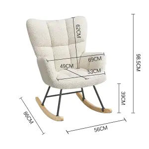 Rocking Armchair Tufted Upholstered Rocker Chair Recliner Sofa Chair, Cream