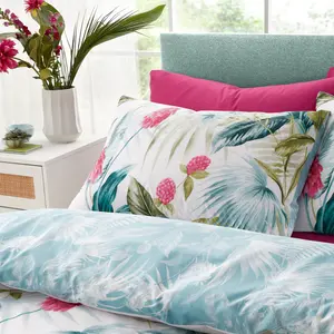 Aruba Tropical Floral Reversible Duvet Cover Set Double - 2 Standard Pillowcases