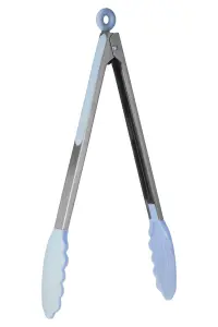 Maison by Premier Zing Light Blue Silicone And Stainless Steel Tongs