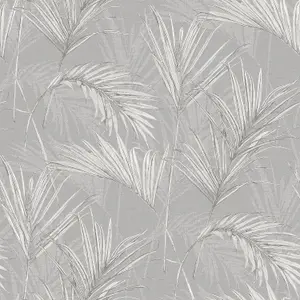 Grandeco  Palm Springs Textured Wallpaper, Grey