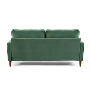 Edward Velvet Sofa 3 Seater Luxury Velvet Sofa Couch Settee Bolster Cushions, Green