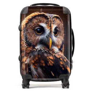 Tawny Owl Face Splashart Dark Background Suitcase - Cabin