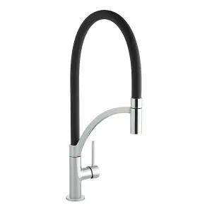 Cookology GIGLIO Pull Out Kitchen Tap with Single Side Lever - Chrome & Black