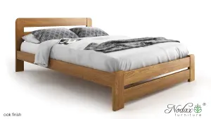 Nodax SINGLE Bed Frame, F1, Solid Pine Wood, Easy Assembly, Sturdy Slats & Extra Support Legs, 3ft (90x190 cm), OAK Finish