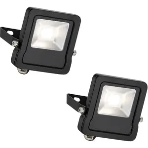 2 PACK Outdoor IP65 LED Floodlight - 10W Cool White LED - Angled Wall Bracket