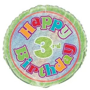 Unique Party Prism 3rd Birthday Foil Balloon Multicoloured (One Size)