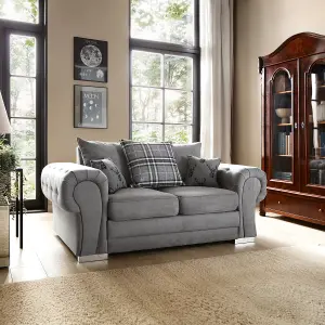 Verona 2 Seater Sofa in Light Grey Linen Fabric