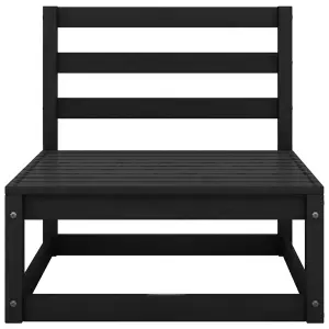 Garden Middle Sofa Black Solid Wood Pine