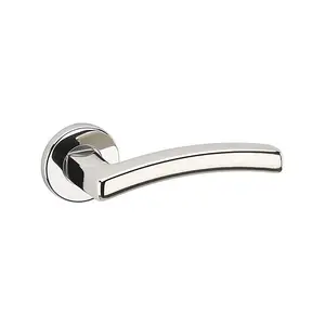 URBNLIVING 122mm Length 8Pcs Harcourt Metal & Polished Nickel Lever Latch Door Handles Set