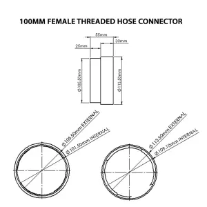 SPARES2GO Tumble Dryer Vent Adaptor Threaded Female Duct Hose Outlet Connector (4" / 100mm)