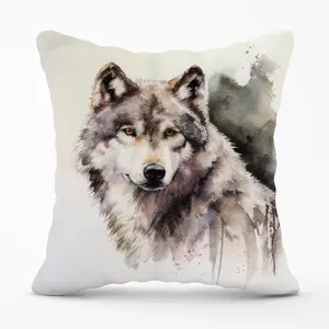 Loyal Wolf Watercolour Cushions 60cm x 60cm