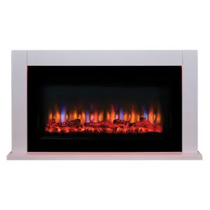 Suncrest Lumley-Ambience White MDF & stainless steel Freestanding Electric fire suite