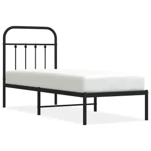 Berkfield Metal Bed Frame with Headboard Black 75x190 cm