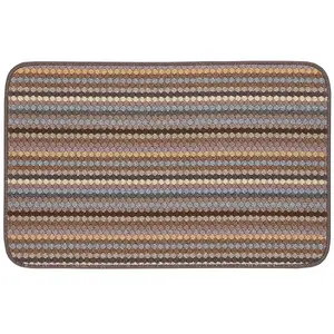 Beige Striped Dotted 8mm Thick Rectangle Mat For Bathroom, Kitchen, Easy to Clean Dotted Mat - 67cm X 200cm