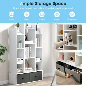 Costway 12 Tier Bookshelf Open Storage Wood Bookcase Organizer Display Shelf