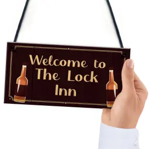 Welcome To The Lock Inn Sign HOME BAR Man Cave Plaque Lockdown Gift Gift