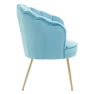 Interiors by Premier Aqua Velvet Scalloped Armchair, Supportive Armrest Lounge Chair, Easy to Clean Velvet Accent Chair