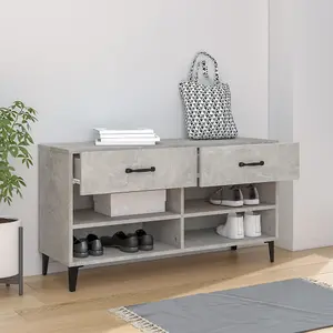 Berkfield Shoe Cabinet Concrete Grey 102x35x55 cm Engineered Wood