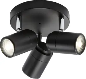 Luminosa GU10 Triple Spotlight - Matt Black 230V IP44 20W