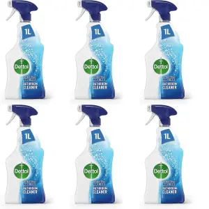 Dettol Power and Pure Antibacterial Bathroom Cleaner Spray 1 L (Pack of 6)