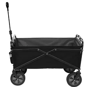 Abaseen Black Foldable Garden Trolley Heavy Duty Folding Cart Trolley on Wheels with Adjustable Handle and 80Kg Weight Capacity