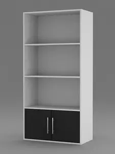 URBNLIVING 4 Tier Grey Wooden Bookcase Cupboard with Black Metal Storage Shelving Display Cabinet